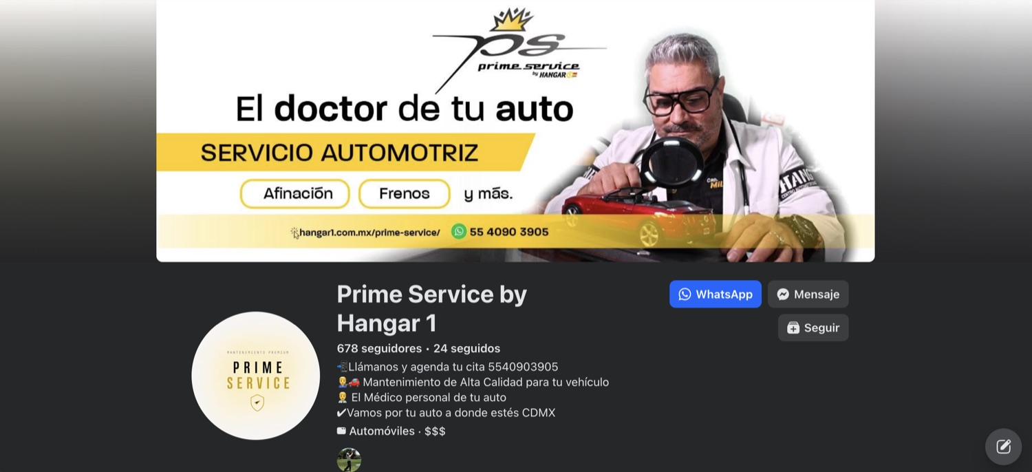 Página de Facebook de Prime Service